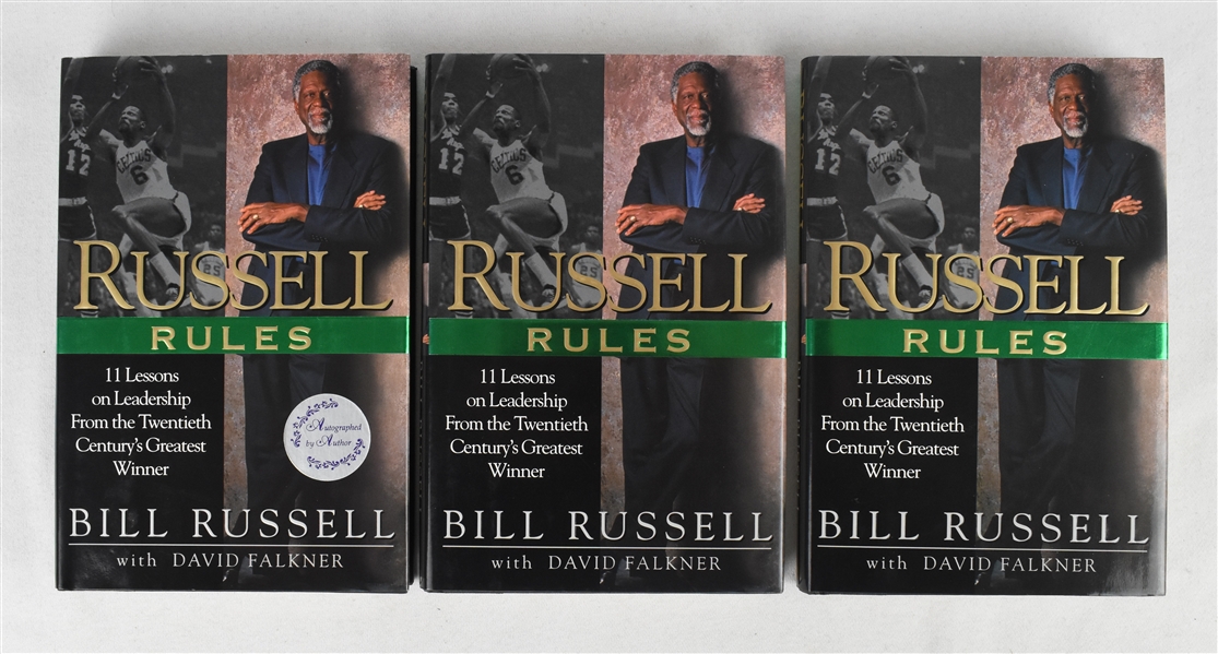 Bill Russell Lot of 3 Autographed Books