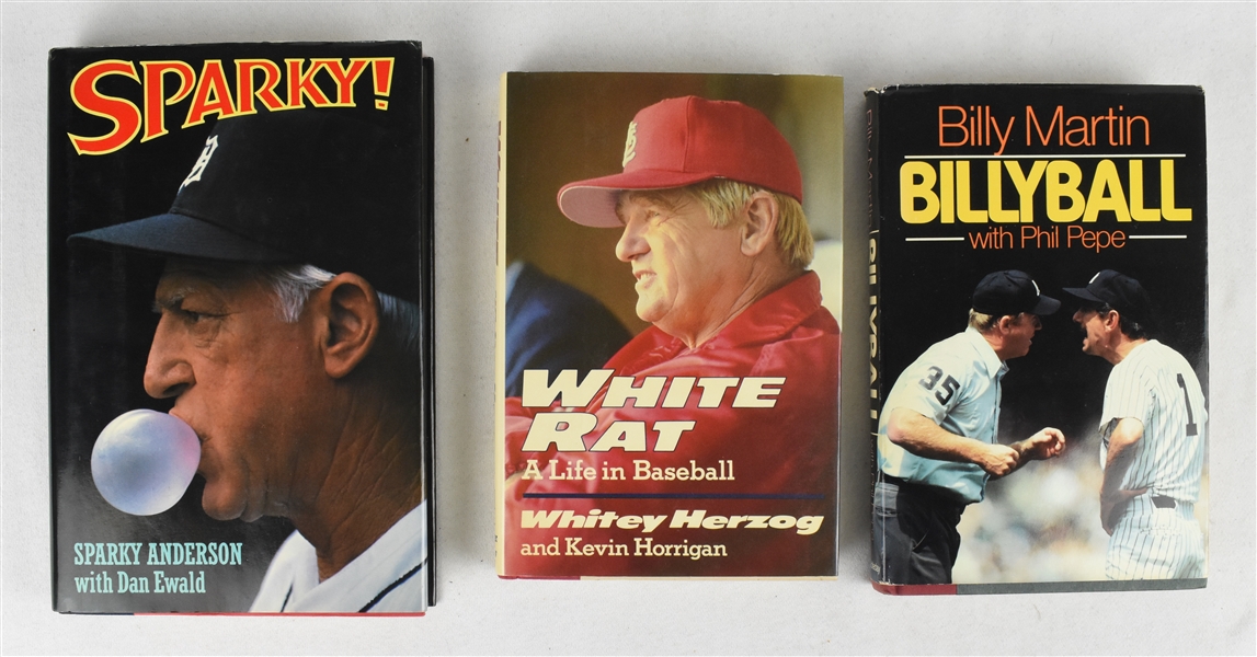 Billy Martin Whitey Ford & Sparky Anderson Autographed Books