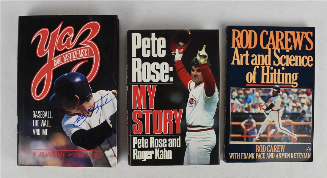 Carl Yastrzemski Pete Rose & Rod Carew Autographed Books