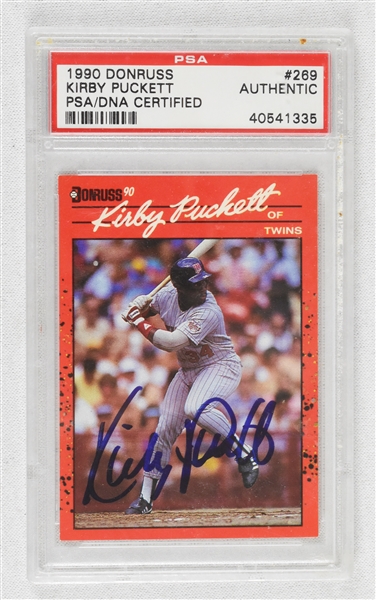 Kirby Puckett Autographed 1990 Donruss Baseball Card
