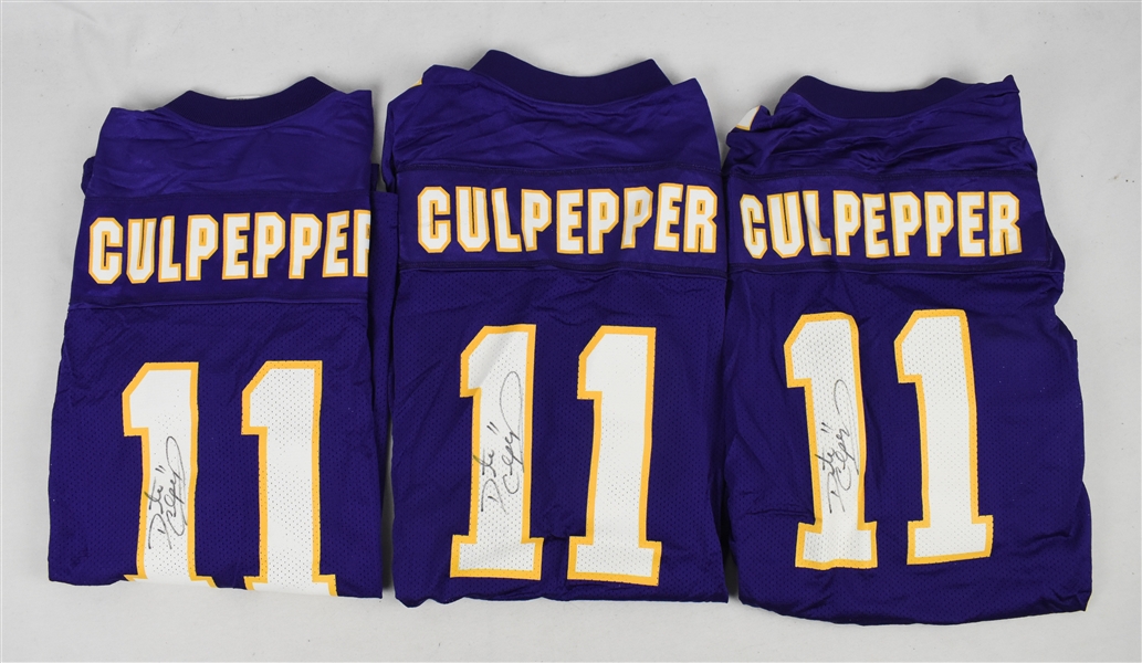 Daunte Culpepper Lot of 3 Autographed Minnesota Vikings Replica Jerseys 