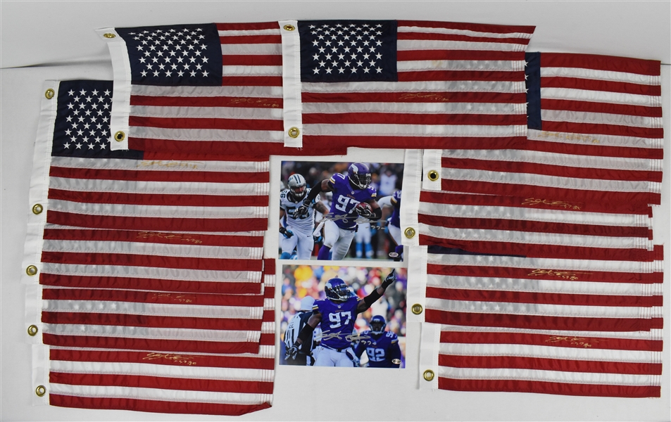 Everson Griffin Lot of 12 Autographed USA Flags & 8x10 Photos