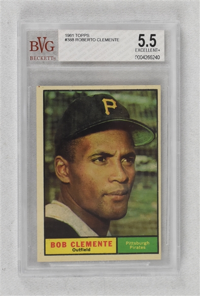 Roberto Clemente 1961 Topps Baseball Card #388 BVG 5.5