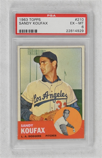 Sandy Koufax 1963 Topps Card #210 PSA 6 