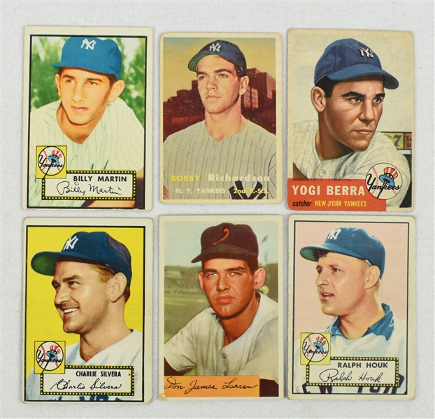 New York Yankees Lot of 6 Vintage 1950s Baseball Cards w/Yogi Berra