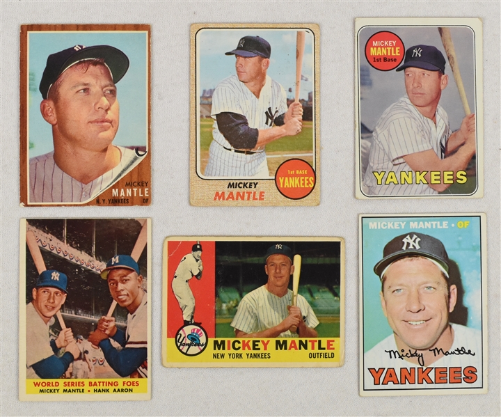 Mickey Mantle Lot of 6 Vintage Topps Baseball Cards