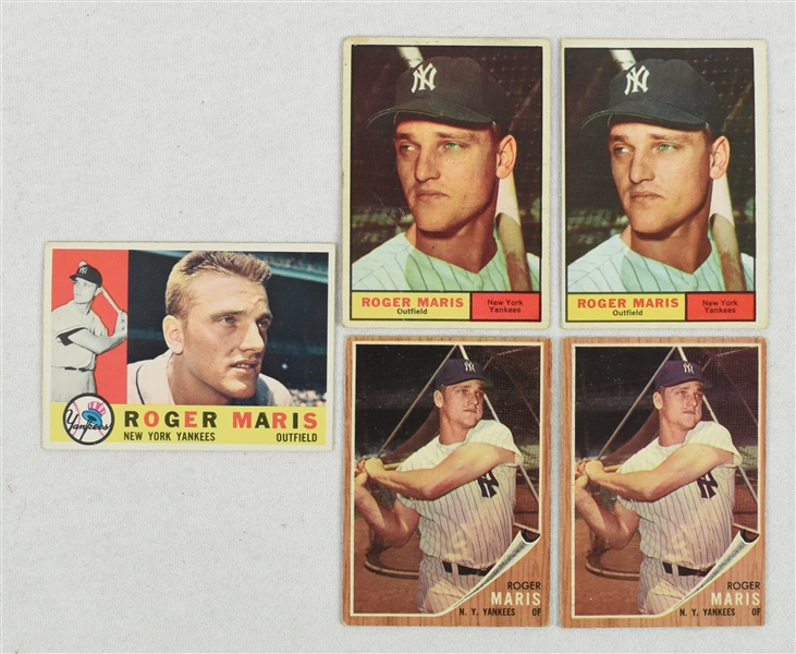 Roger Maris Lot of 5 Vintage Baseball Cards