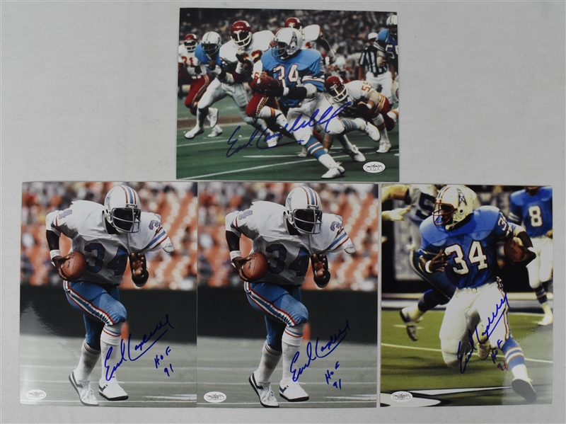 Earl Campbell Lot of 4 Autographed 8x10 Photos 