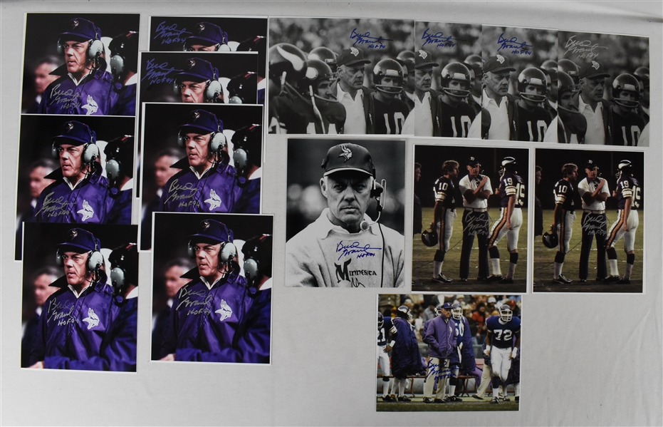 Bud Grant Lot of 15 Autographed 8x10 Photos 