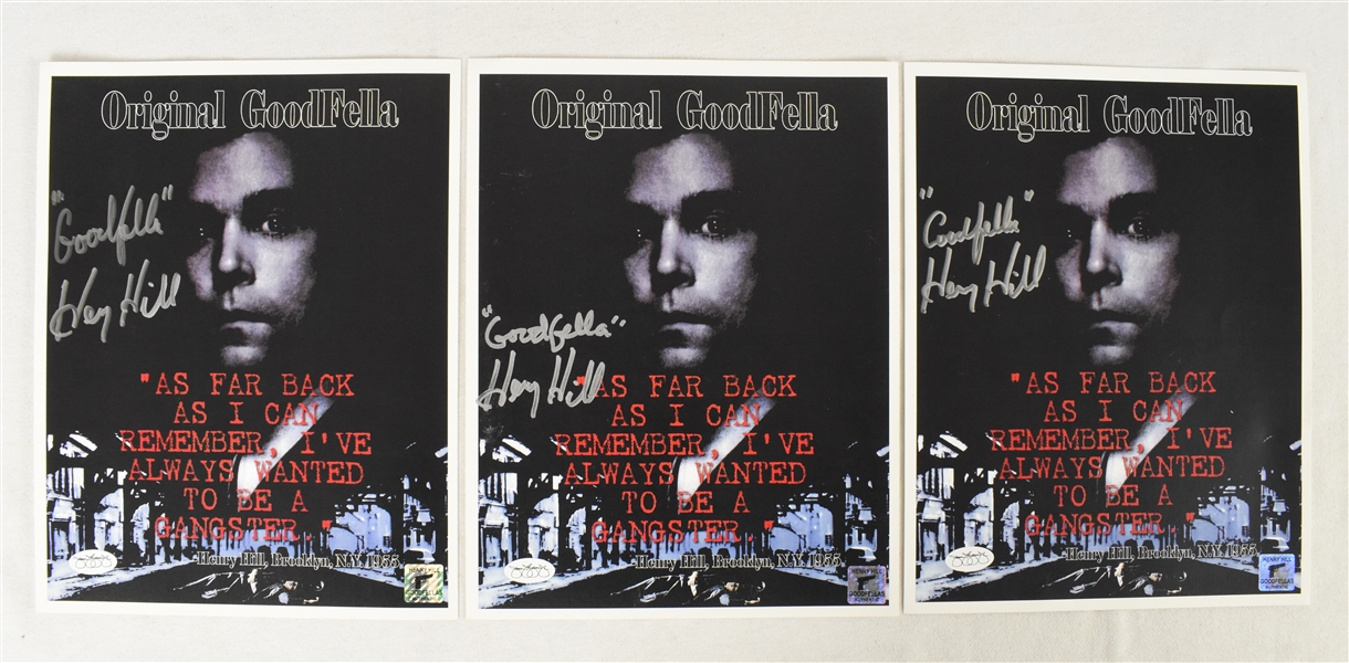 Henry Hill Lot of 3 Autographed "Goodfellas" 8x10 Photos