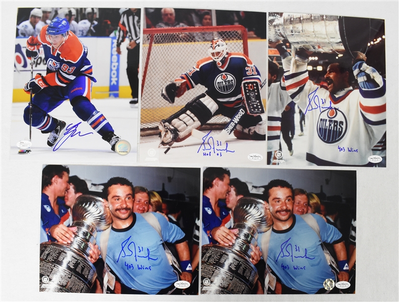 Edmonton Oilers Lot of 5 Autographed 8x10 Photos w/Grant Fuhr