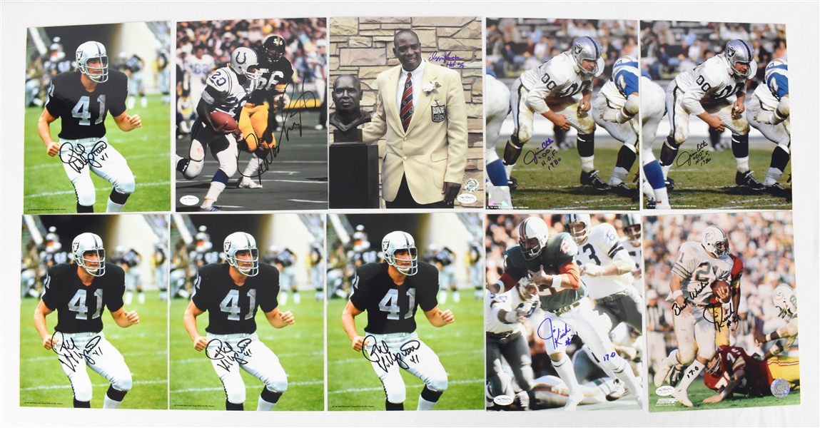 Collection of 10 Autographed 8x10 NFL Photos w/Jim Otto