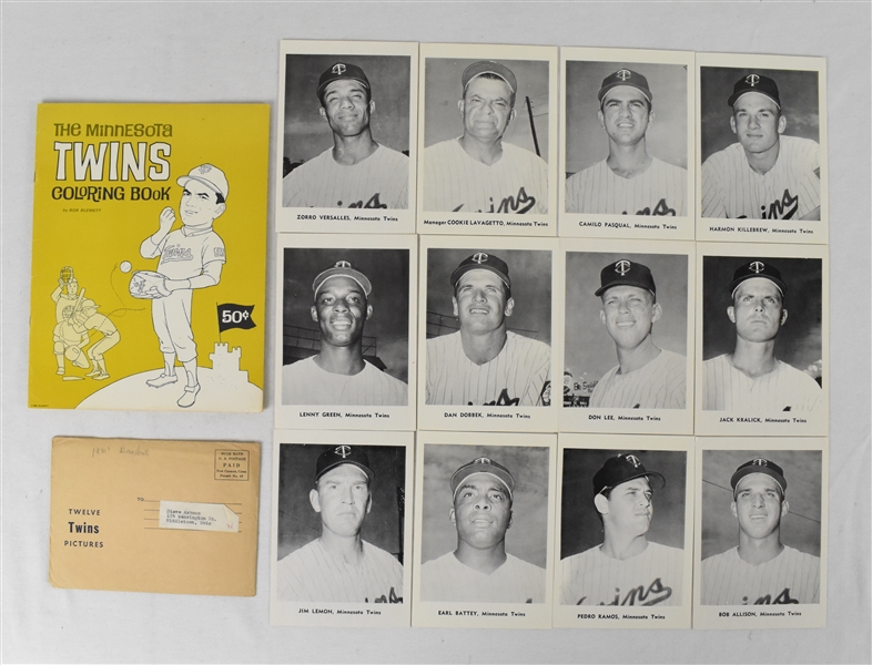 Vintage 1965 Minnesota Twins Coloring Book and Inaugural Season 1961 Picture Pack