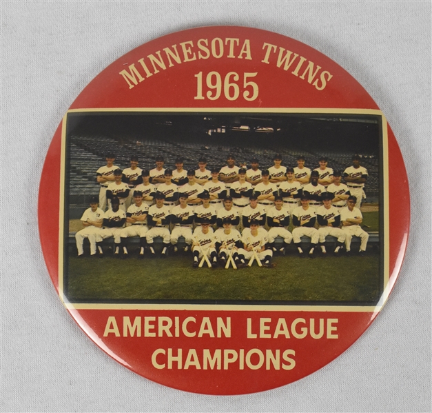 Rare 1965 Twins American League Champions Large Photo Button