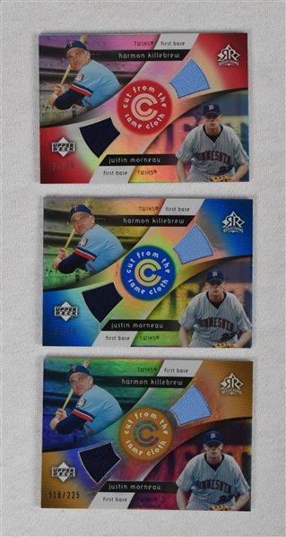 Harmon Killebrew & Justin Morneau Full set of 3 of Upper Deck 2005 Cut From The Same Cloth Cards