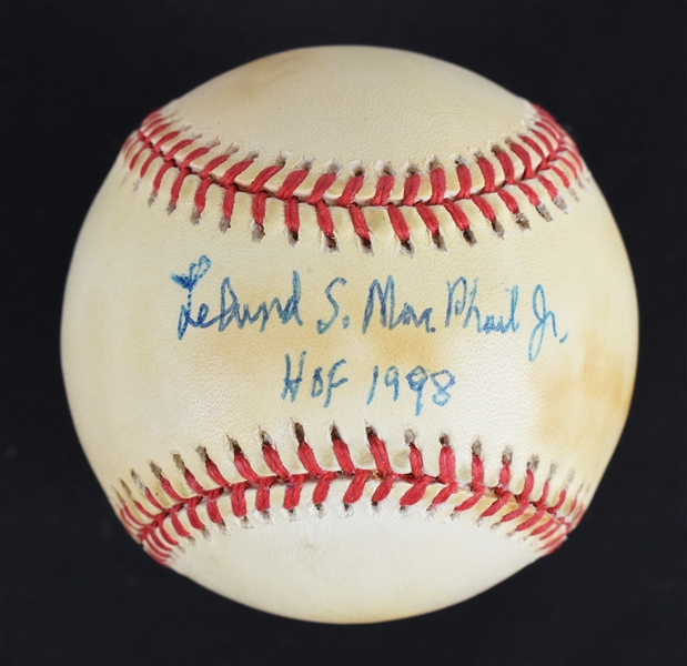 Leland S. MacPhail Jr. HOF 1998 Autographed & Inscribed Full Name Baseball