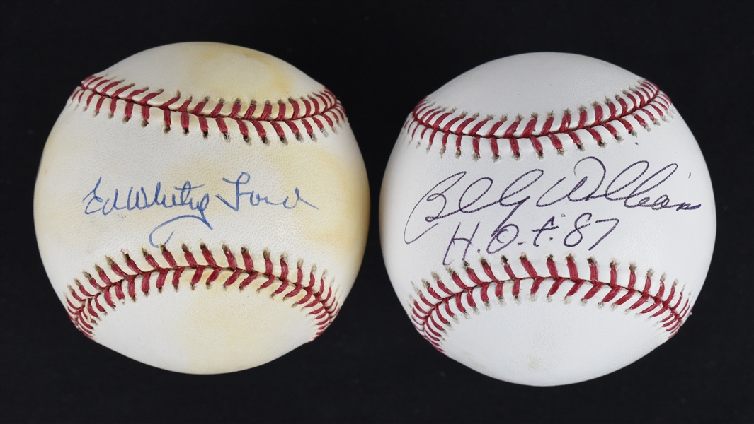 Ed Whitey Ford Autographed Full Name & Billy Williams HOF Inscribed Baseballs