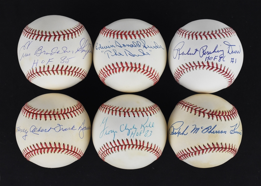 Lot of 6 Autographed Full Name Baseballs w/Edwin Donald Snider