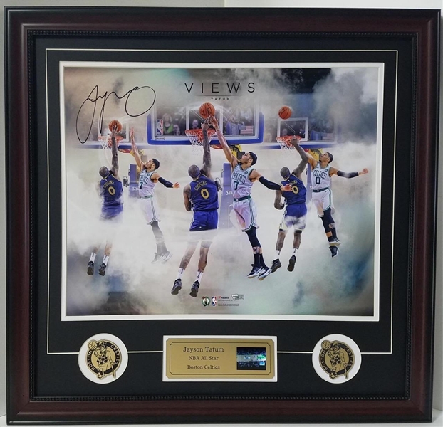 Jayson Tatum Autographed & Custom Framed Boston Celtics Photo Display w/Video Highlights