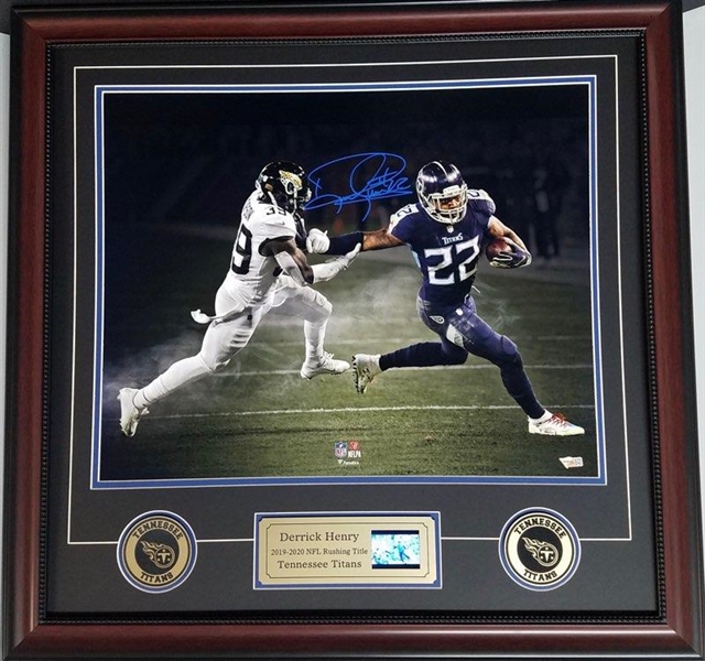 Derrick Henry Autographed & Custom Framed Record Breaking Photo Display w/Video Highlights 