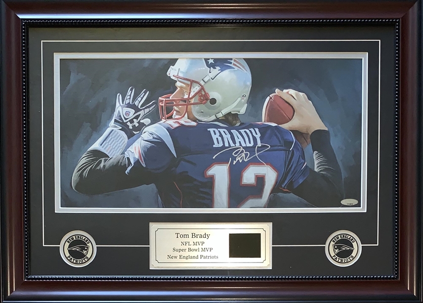 Tom Brady Autographed Original Oil Painting Display w/Video Highlights Tristar