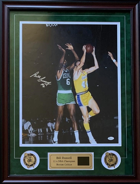 Bill Russell Boston Celtics Autographed & Custom Framed Photograph Display w/Video Highlights  