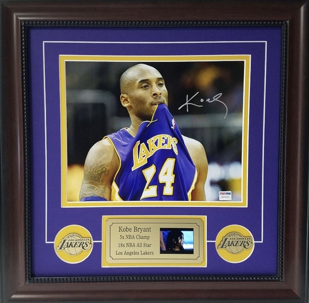 Kobe Bryant Los Angeles Lakers Autographed & Custom Framed Photo Display w/Video Highlights  