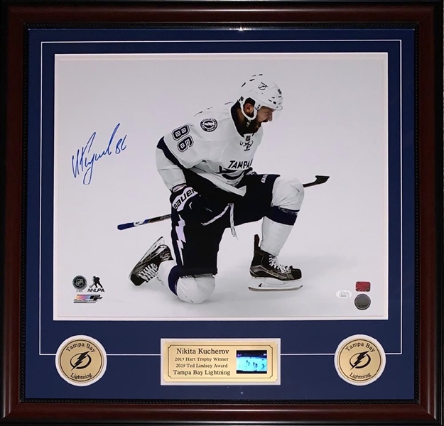 Nikita Kucherov Autographed & Custom Framed Goal Celebration Photo Display w/ Video Highlights  