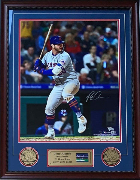 Pete Alonso Autographed & Custom Framed 53rd Record Breaking Home Run Photo Display w/Video Highlights 