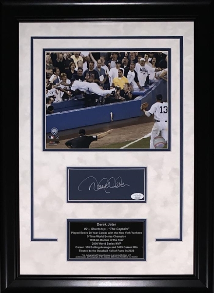 Derek Jeter Autographed & Custom Framed  Limited Edition "Diving Into Stands" Photograph Display  