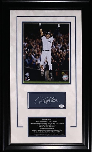 Derek Jeter Autographed & Custom Framed  Limited Edition "Walk Off Final MLB Hit/Game" Photograph Display  