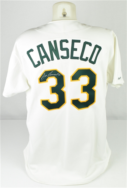 Jose Canseco 1990 Oakland Athletics Game Used & Autographed Jersey w/Dave Miedema LOA & Team Provenance