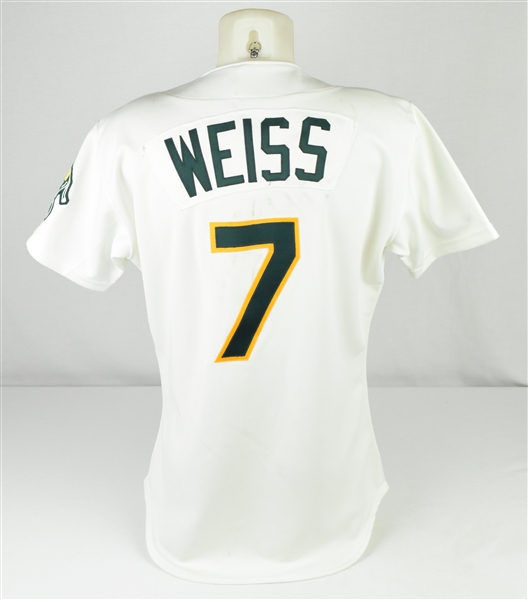 Walt Weiss 1988 Oakland Athletics Game Used Jersey w/Dave Miedema LOA