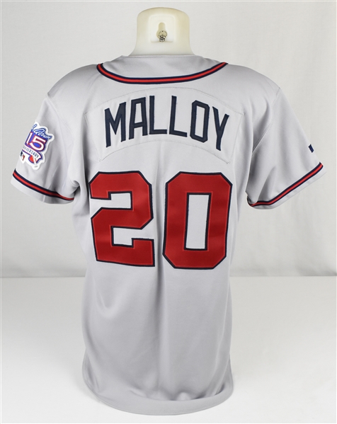 Marty Malloy 1999 Atlanta Braves Game Used Jersey w/Hank Aaron Patch