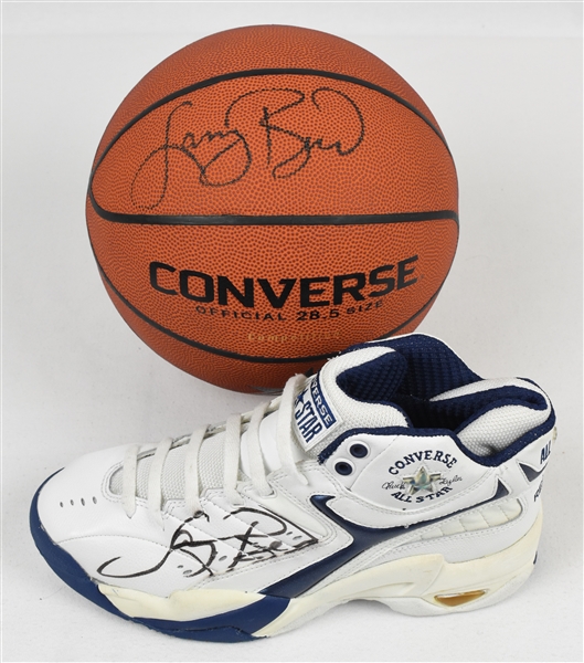 Larry Bird Autographed Basketball & Converse Shoe