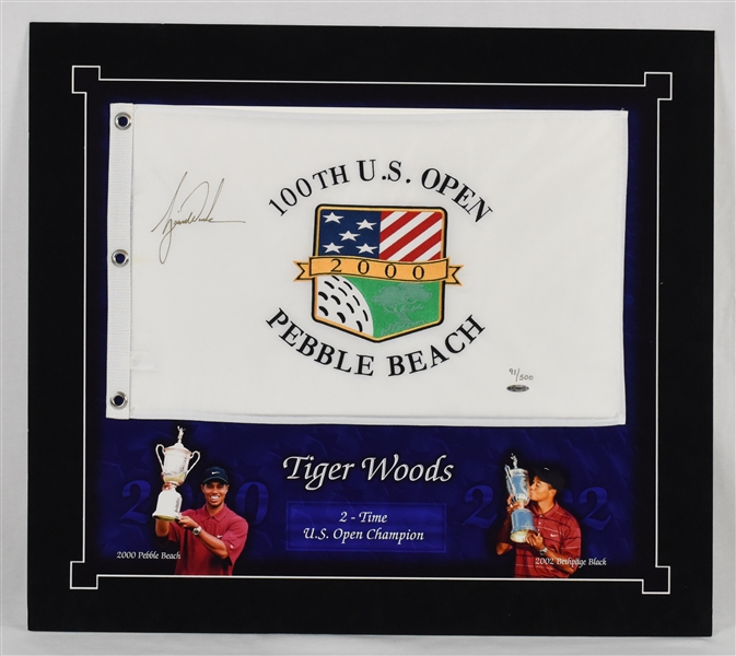 Tiger Woods Autographed Limited Edition Golf Flag UDA