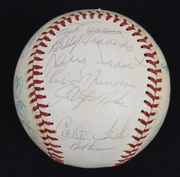 Vintage 1976 Team Signed American League All-Star Baseball w/Thurman Munson