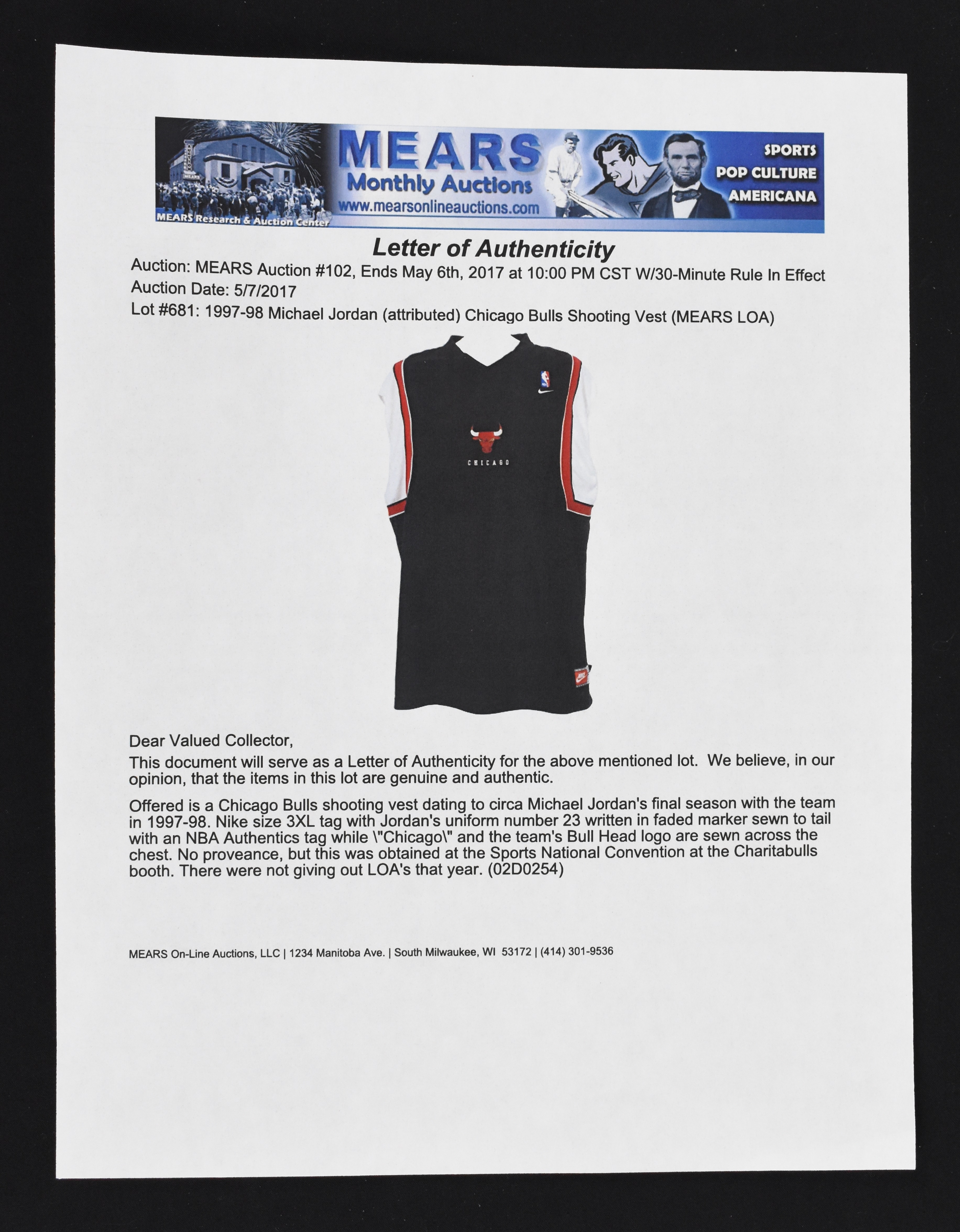 Michael Jordan Game-Used Bulls Jersey (MEARS LOA) (See Description