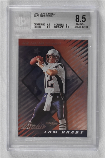 Tom Brady 2000 Leaf Limited #378 New England Patriots Rookie Card #281/350 BGS 8.5 NM-MT+