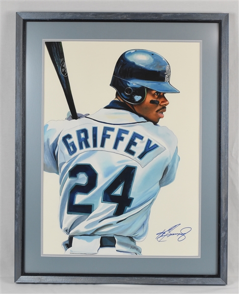 Ken Griffey Jr. Original James Fiorentino Watercolor Painting *Signed by Griffey Jr.*
