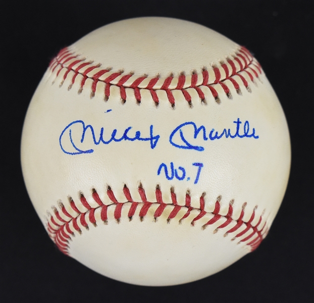 Mickey Mantle Autographed & Inscribed No. 7 Baseball UDA