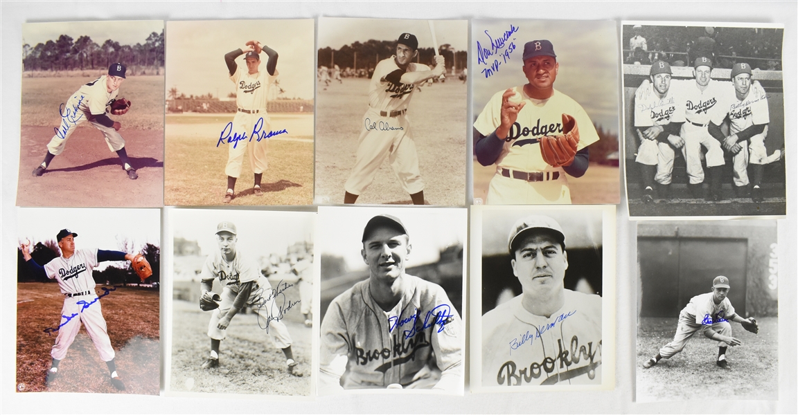 Collection of 10 Autographed Brooklyn Dodgers Photos