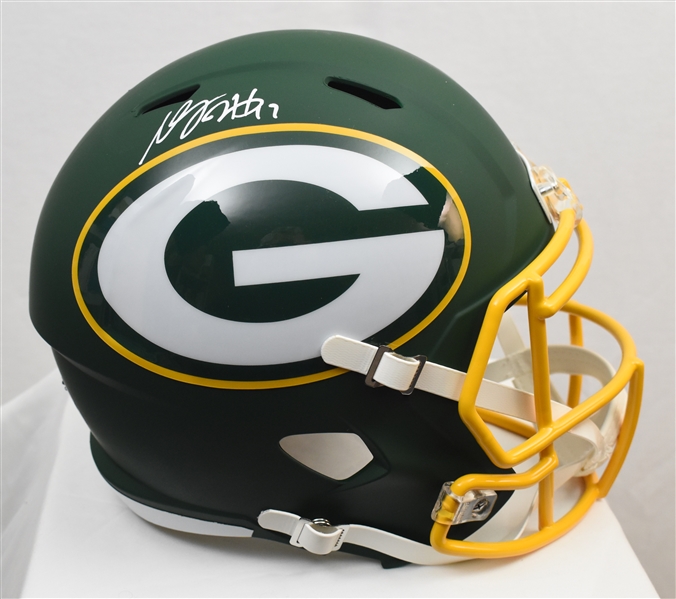Davante Adams Autographed Green Bay Packers Full Size Replica Green Amp Helmet