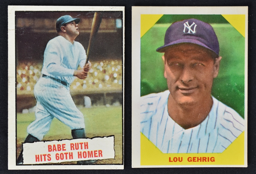 Lou Gehrig 1960 Fleer #28 & Babe Ruth 1961 Topps #401