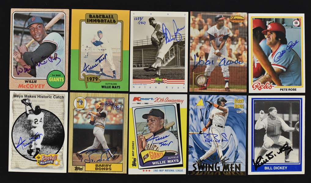 MLB Lot of 10 Autographed Baseball Cards  
