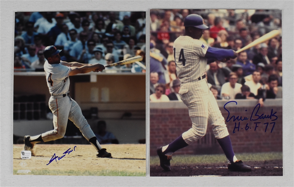 Ernie Banks & Willie Mays Autographed 8x10 Photos