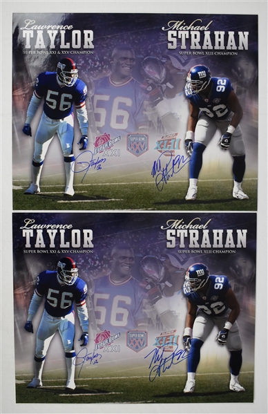 Lawrence Taylor & Michael Strahan Lot of 2 Autographed 16x20 Photos