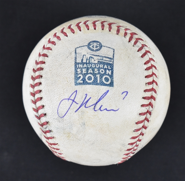 Joe Mauer September 8th 2010 Autographed Game Used Baseball 