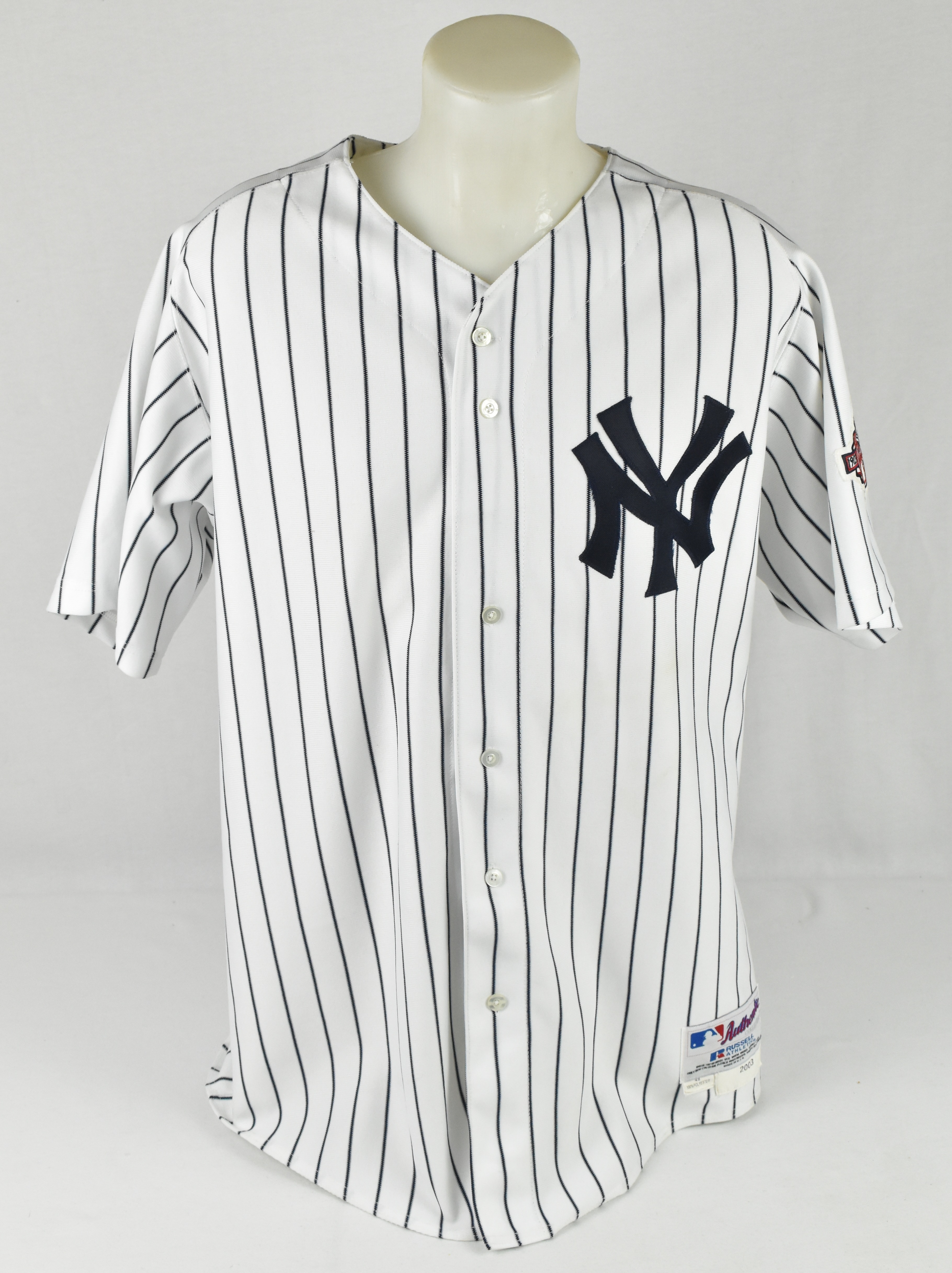 DEREK JETER Authentic Russell Athletic NEW YORK YANKEES Pin 01 Flag Jersey  40