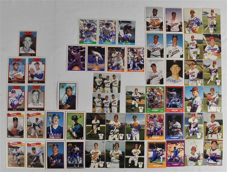 Minnesota Twins Collection of 54 Autographed 1981-89 Misc. Cards  